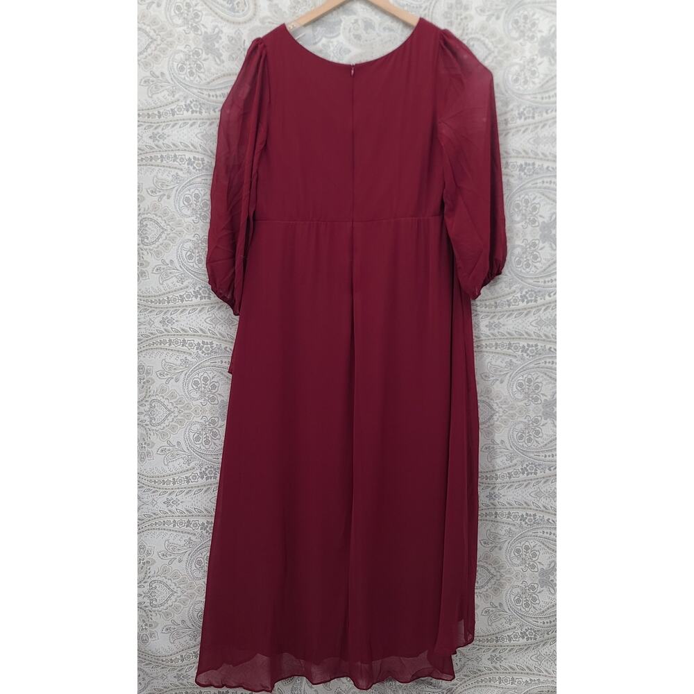 Ever Pretty Applique Chiffon formal Burgundy Dress Size 18 wedding MOTB Party - Picture 6 of 15